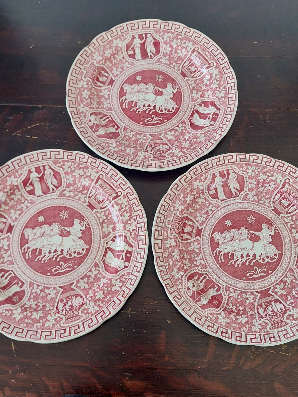Spode Archive Collection Greek Red Neoclassical Dinner Plates Set of 3 10.5inch
